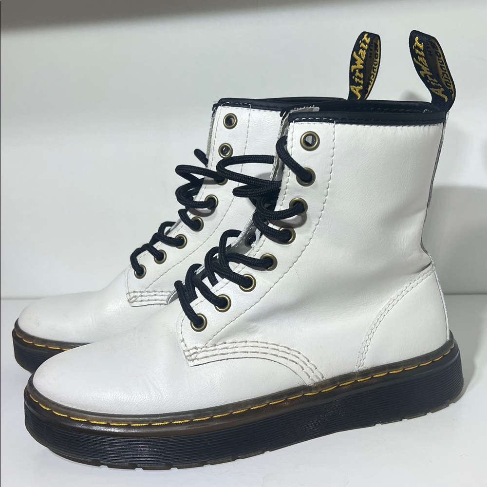 White Ankle Boots with Black Trim